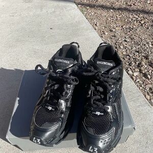 Balenciaga Glossy Black Athletic Shoes